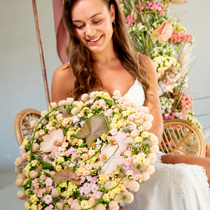 Decorate your wedding venue with a flower gazebo for the wedding ceremony. This gazebo is simple and custom made with copper tubing and decorated with a beautiful soft colored fabric. The flower piece is made with a structure of metal frame which is welde